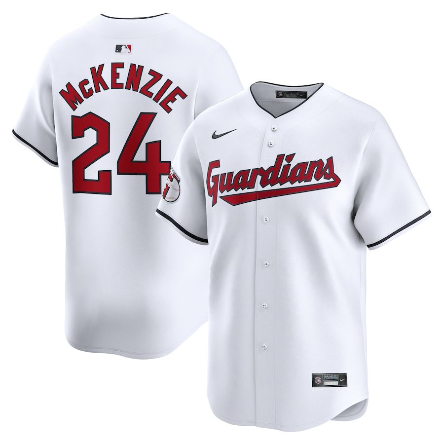Men Cleveland Guardians 24 Triston McKenzie Nike White Home Limited Player MLB Jersey